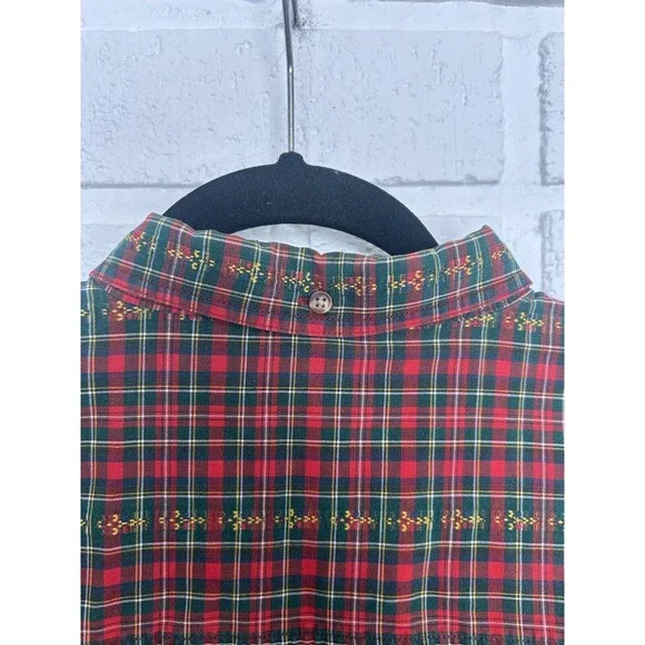 Vintage Casbah Button Up Shirt Long Sleeve Mens XL Red Green Plaid Rare - Picture 5 of 8
